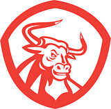 Angry Texas Longhorn Bull Head Shield Retro