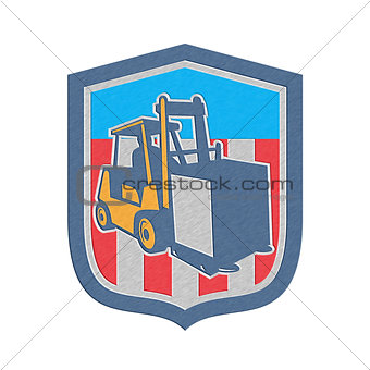 Metallic Forklift Truck Materials Logistics Shield Retro