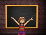 Cartoon girl and chalkboard
