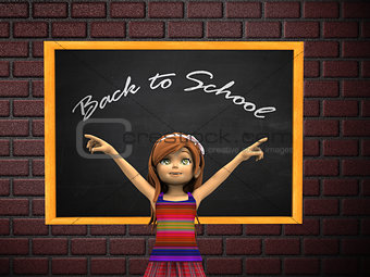 Cartoon girl and chalkboard