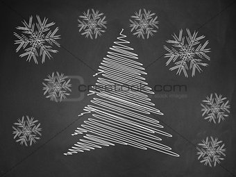 Christmas tree on blackboard