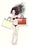 Halftone shopping bikini girl