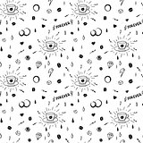 Coffee seamless pattern in traditional tattoo style, vector illustration