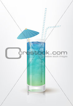Realistic illustration of the Blue Long Island Ice Tea cocktail, vector, EPS 10