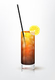 Realistic illustration of the Long Island cocktail, vector, EPS 10