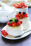 traditional summer dessert pavlova with fresh berries