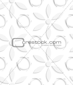 White flowers and circles seamless