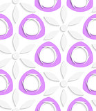 White flowers and purple circles seamless