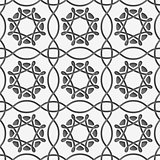 White squares and geometric flowers on gray seamless