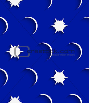 White stars and moons seamless