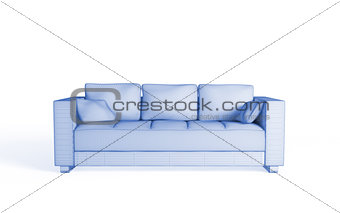 3d wireframe of a modern sofa.