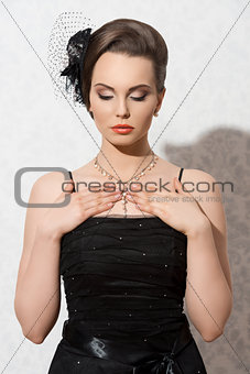 girl with dark evening dress 