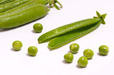 Green peas and pods