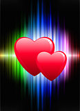 Hearts on Abstract Spectrum Background