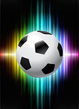 Soccer Ball on Abstract Spectrum Background