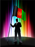 Afghanistan Flag with Businessman on Abstract Spectrum Backgroun