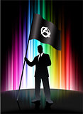 Anarchy Flag with Businessman on Abstract Spectrum Background