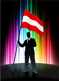 Austria Flag with Businessman on Abstract Spectrum Background
