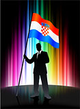 Croatia Flag with Businessman on Abstract Spectrum Background