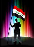 Iraq Flag with Businessman on Abstract Spectrum Background