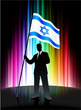 Israel Flag with Businessman on Abstract Spectrum Background