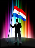Paraguay Flag with Businessman on Abstract Spectrum Background