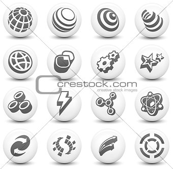 Internet Icon on Round Black and White Button Collection