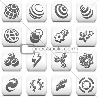 Internet Icon on Square Black and White Button Collection