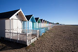 Beach Huts at West Mersea, Essex, England.