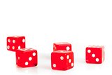 five red dice with space for text