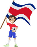 Happy soccer fan holds Costa Rica flag