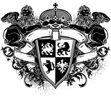 ornamental heraldic shields with lions