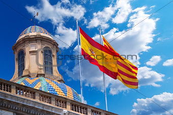 Flags of Spain and Catalonia Together