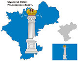 outline map of Ulianovsk Oblast with flag