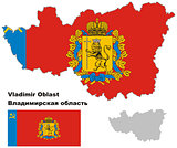 outline map of Vladimir Oblast with flag