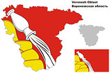 outline map of Voronezh Oblast with flag