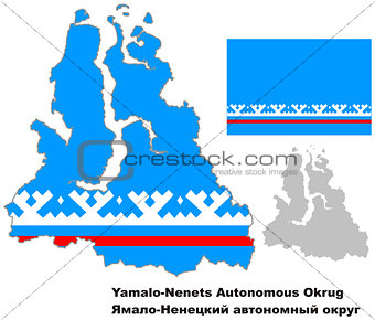 outline map of Yamalo-Nenets Autonomous Okrug with flag