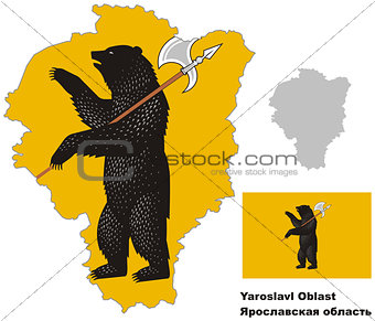 outline map of Yaroslavl Oblast with flag