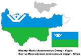 outline map of Khanty-Mansi Autonomous Okrug with flag