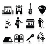 Music festival, live concert vector icons set