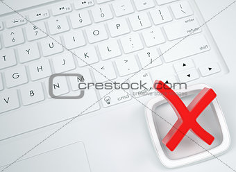 Red stop sign on the keyboard