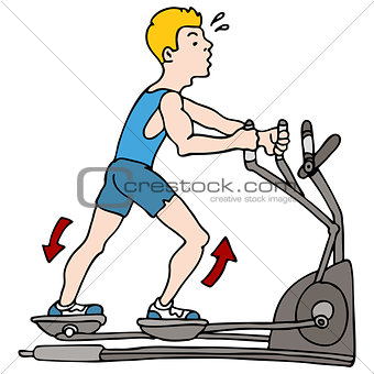 Man Exercising on Elliptical Machine