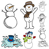 Cartoon Snowman Set
