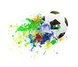 Soccer ball on the background of beautiful blots