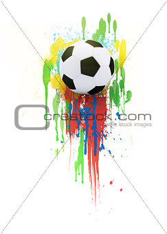 Soccer ball on the background of beautiful blots