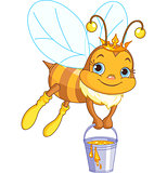 Bee holding a honey bucket