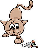 cat with toy mouse cartoon illustration