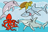 sea life animals and fish cartoon