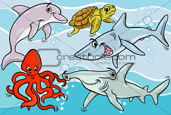 sea life animals and fish cartoon