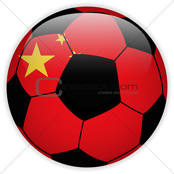 China Flag with Soccer Ball Background